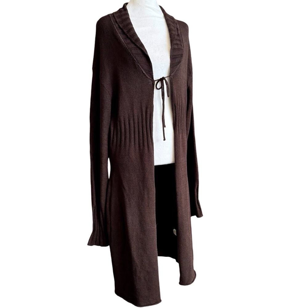 Vintage Cache Y2K Duster Maxi Knit Cardigan Mocha Brown Large